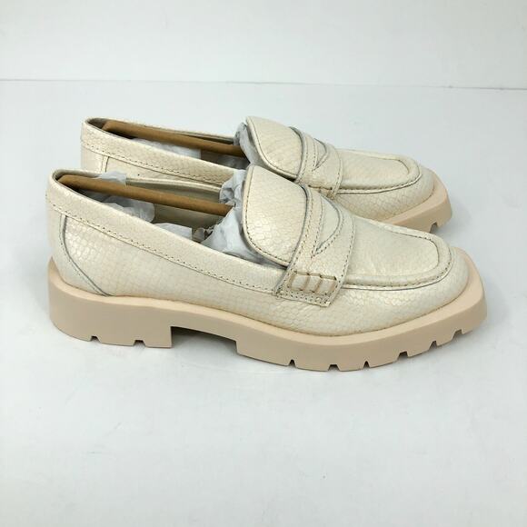 DOLCE VITA Womens Elias Loafer 6.5 White Ivory Embossed Leather Lug Sole NWOB - Picture 2 of 11